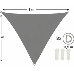CUHOC sonnensegel dreieck 3x3x3 m grau uv-schutz