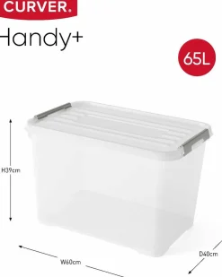 Curver Handy+ 65 Liter Aufbewahrungsbox mit Deckel - 3 Stück