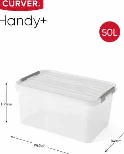 Curver Handy+ 50 Liter Aufbewahrungsbox mit Deckel - 3 Stück
