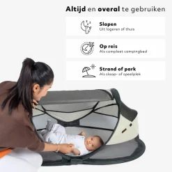 Deryan Baby Luxe Reisebett mit Ledergriffen - Ivory
