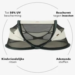 Deryan Baby Luxe Reisebett mit Ledergriffen - Ivory