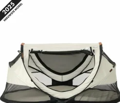 Deryan Kleinkindbett Luxe mit Matratze und Ledergriffen - Ivory
