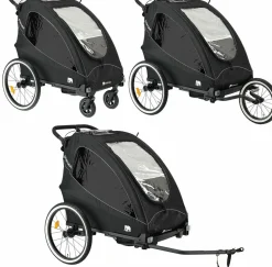 Deryan Luxus 3-in-1 Fahrradanhänger - Black