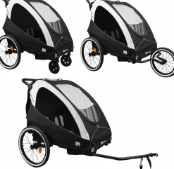 Deryan Luxus 3-in-1 Fahrradanhänger - Black/Cream
