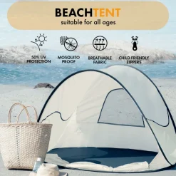 Deryan Luxus Pop Up Crème Strandzelt