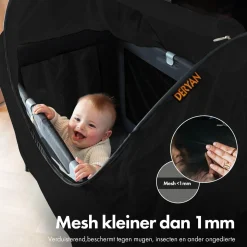 Deryan Luxus Pop Up Schwarz Campingbett Moskitonetz