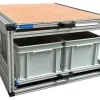 Doppelte Aluminium-Schublade mit 3 offenen Behältern - 80 x 60 cm