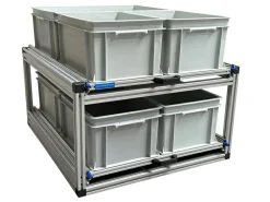 Doppelter Aluminium-Heckauszug mit 6 offenen Boxen – 80 x 60 cm