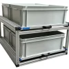 Doppelter Aluminium-Schiebeboden mit 4 offenen Boxen - 80x60cm