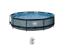 EXIT Stone 360x76cm Pool mit pump - Grau