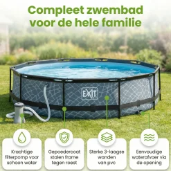 EXIT Stone 360x76cm Pool mit pump - Grau