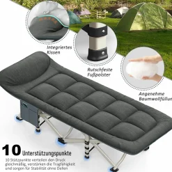 Feldbett Campingbett 200 kg Liege Gästebett Klappliege