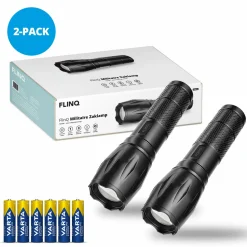 FlinQ Set von 2 Militär-Taschenlampe mit Batterien