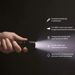 FlinQ Set von 2 Militär-Taschenlampe mit Batterien