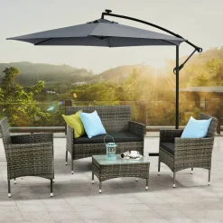 Fort Myers Polyrattan graues Lounge-set