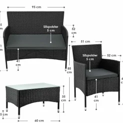 Fort Myers Polyrattan schwarzes Lounge-set