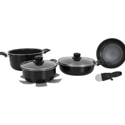 Gimex 7-teiliges Induktionstopfset - Black