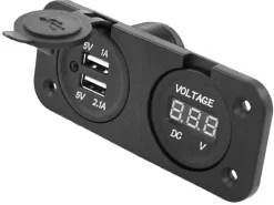 Haba 2x USB + Spannungsmesser Montagedose