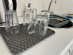 Hem spülset bambusbürste mit abtropfmatte - Grey