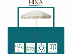 HIXA Sonnenschirm mit Holzständer - Beige