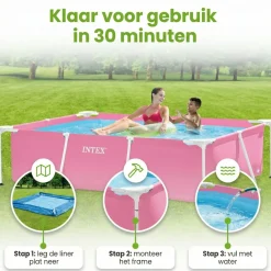 Intex rechteck frame 220x150x60cm pool - pink