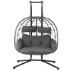 Juskys Aria Polyrattan Doppel-Hängesessel - Darkgrey