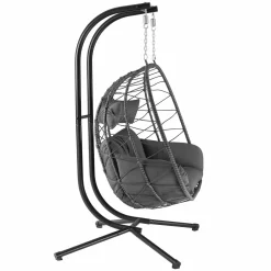 Juskys Aria Polyrattan Doppel-Hängesessel - Darkgrey