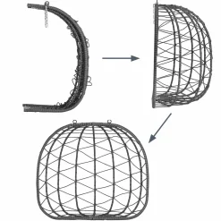 Juskys Aria Polyrattan Doppel-Hängesessel - Darkgrey