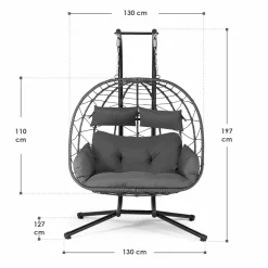 Juskys Aria Polyrattan Doppel-Hängesessel - Darkgrey