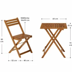 Juskys Bala 3-teiliges Faltbares Gartenset - Akazienholz