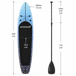 Juskys Deep Ocean Aufblasbares SUP Board mit Zubehör