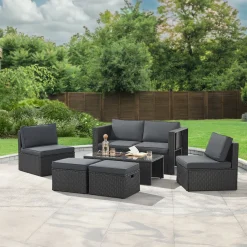 Juskys Salou Polyrattan Lounge Set - Black