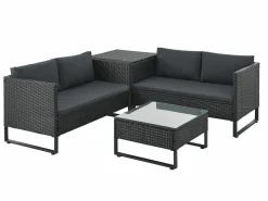 Juskys Santorini Polyrattan Modular Loungeset - Black