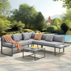 Juskys St. Tropez 4 Personen Lounge-Set - Anthracite