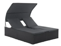 Juskys Syros Polyrattan Lounge Bed - Black