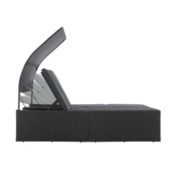 Juskys Syros Polyrattan Lounge Bed - Black