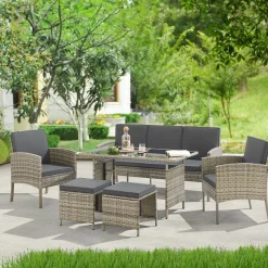 Juskys Turin 7 Personen Polyrattan Loungeset