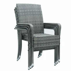 Juskys Yoro Polyrattan Set von 4 Gartenstühle - Grey