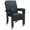 Juskys Yoro Polyrattan Set von 4 Gartenstühle - Black