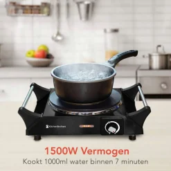 KitchenBrothers 1 Platte Elektrisches Kochfeld - Black