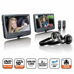 Lenco DVP-1046BK 2x 10-Zoll tragbarer DVD Player