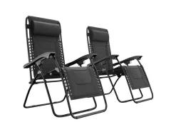 LifeGoods Comfort 2er-Set Relaxstühle - Black