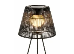 Lumineo Black Rattan Solar-Stehleuchte