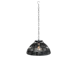 Lumineo Black Rattan Solar-Hängelampe