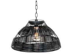 Lumineo Black Rattan Solar-Hängelampe