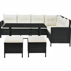 Manacor Polyrattan schwarzes Loungeset