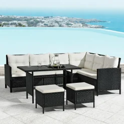 Manacor Polyrattan schwarzes Loungeset
