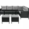 Manacor Polyrattan schwarzes Lounge-Set