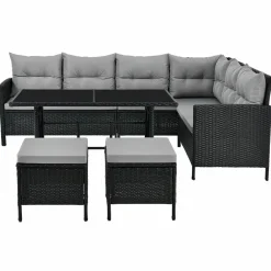 Manacor Polyrattan schwarzes Lounge-Set