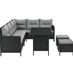 Manacor Polyrattan schwarzes Lounge-Set